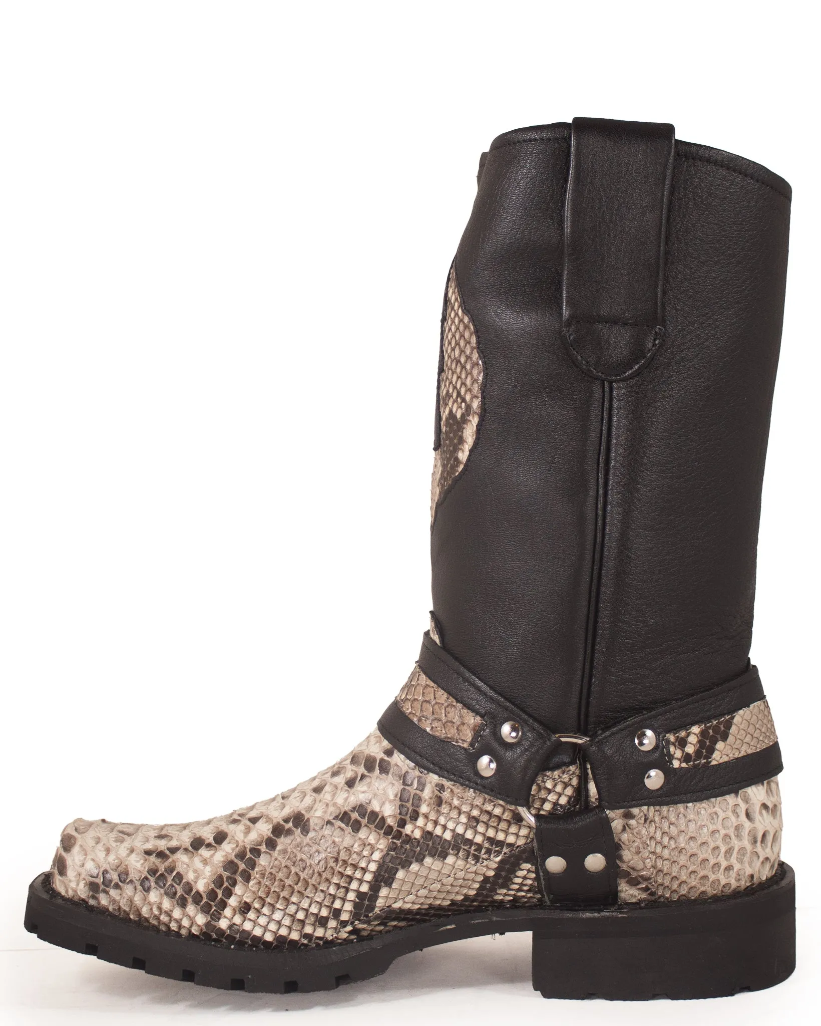 Men's Natural Python Motorcycle Boots