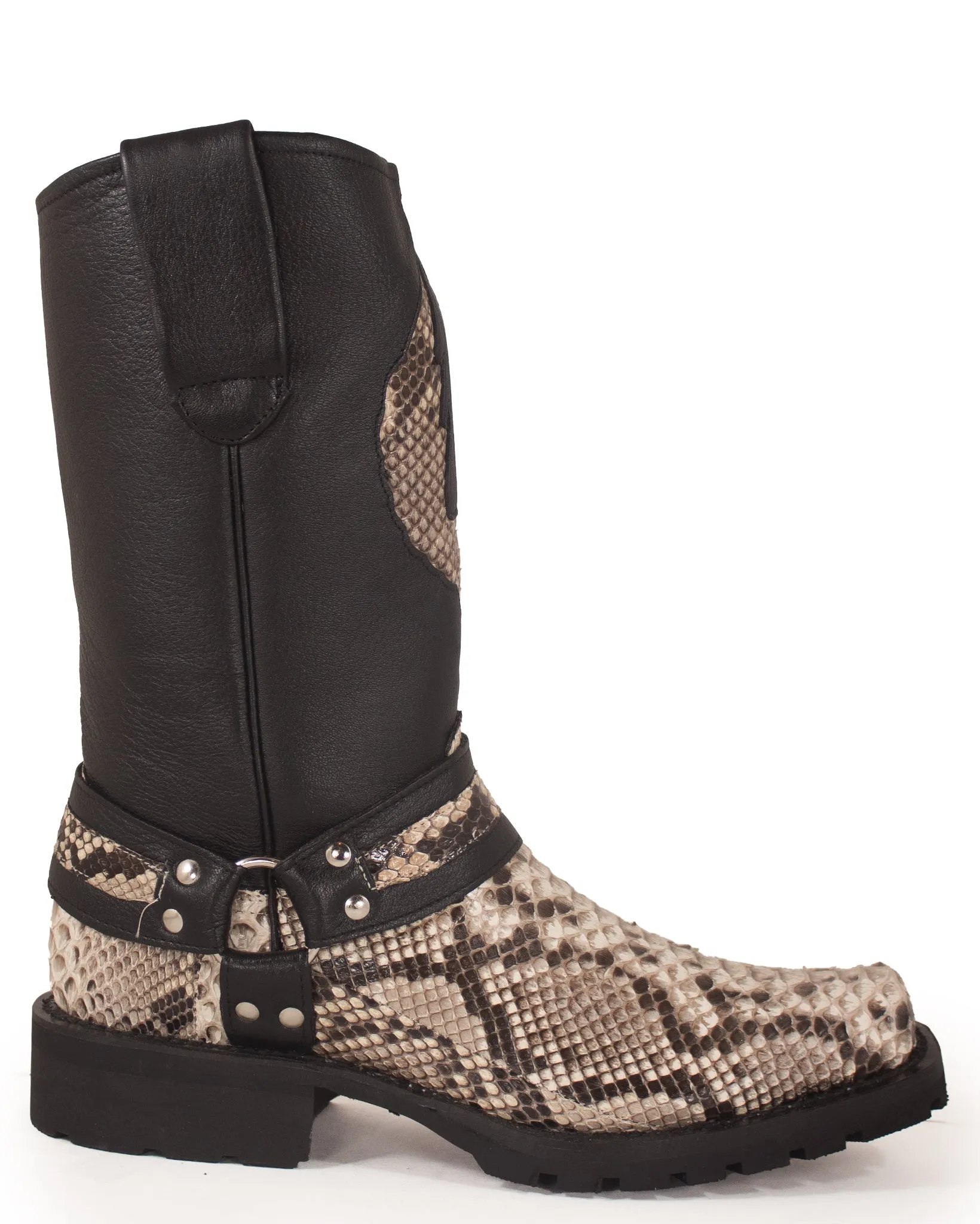 Men's Natural Python Motorcycle Boots