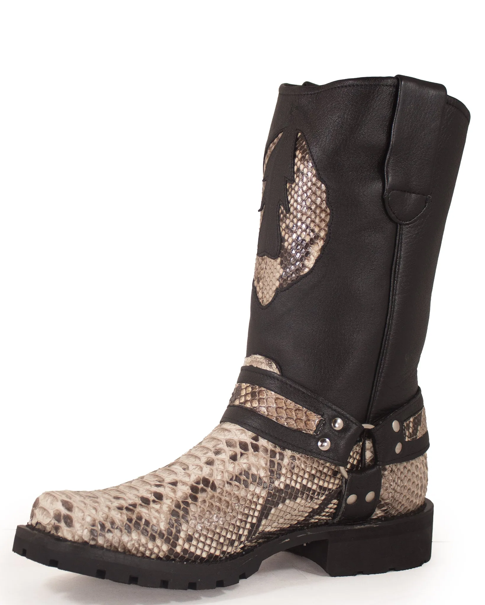 Men's Natural Python Motorcycle Boots