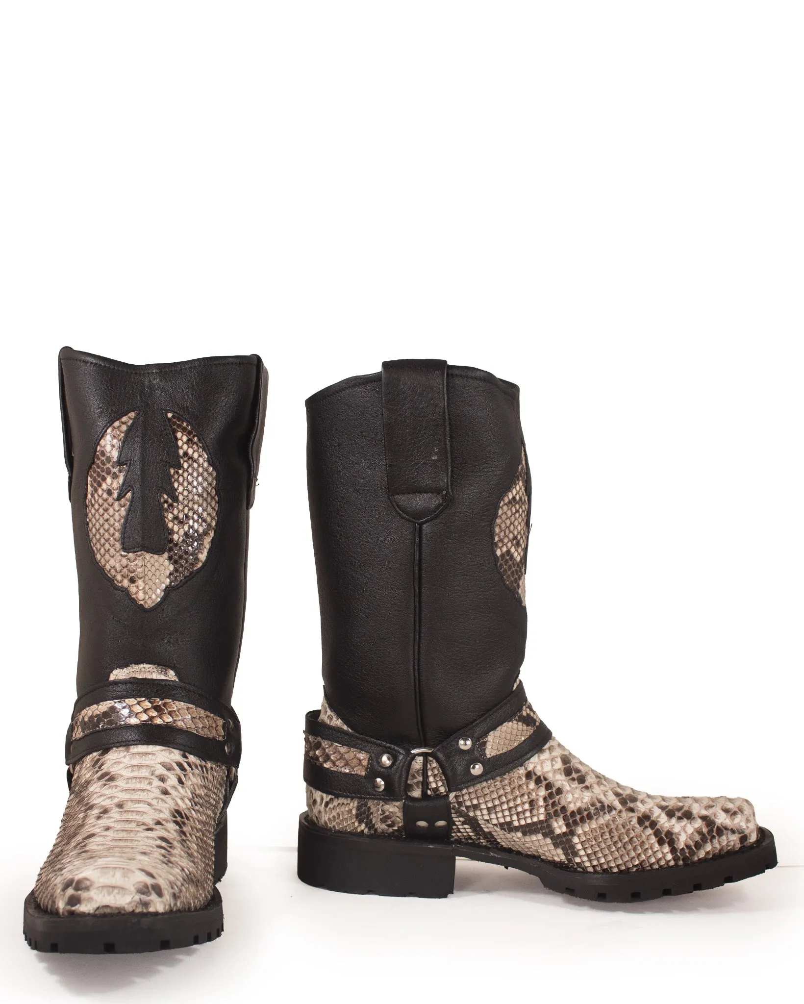 Men's Natural Python Motorcycle Boots