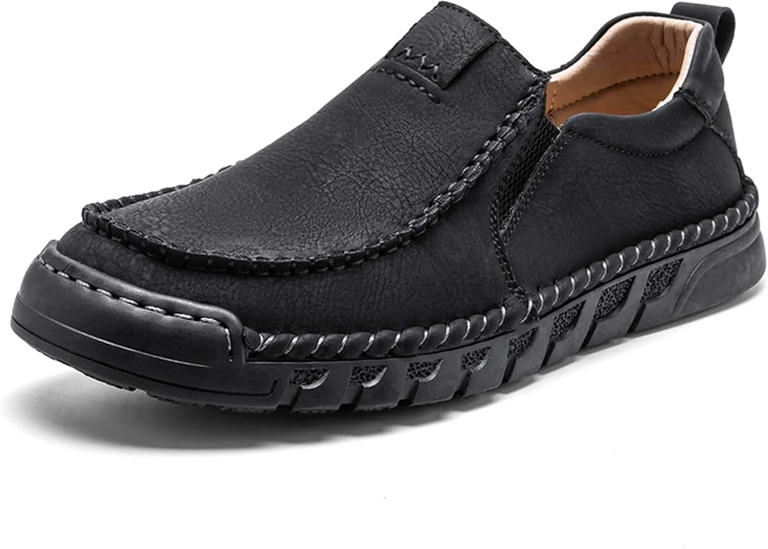 Men's Premium Leather Slip-on Loafers, Walking Shoes, Men's Slip-on Sneakers, Business Casual Shoes, Driving Shoes, Soft, Comfortable, Wear-Resistant, Hand-Stitched
