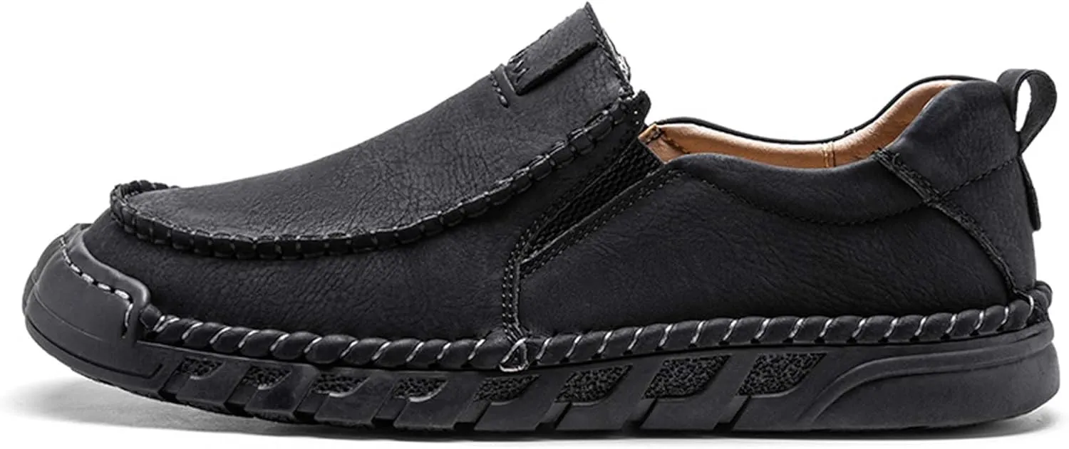 Men's Premium Leather Slip-on Loafers, Walking Shoes, Men's Slip-on Sneakers, Business Casual Shoes, Driving Shoes, Soft, Comfortable, Wear-Resistant, Hand-Stitched