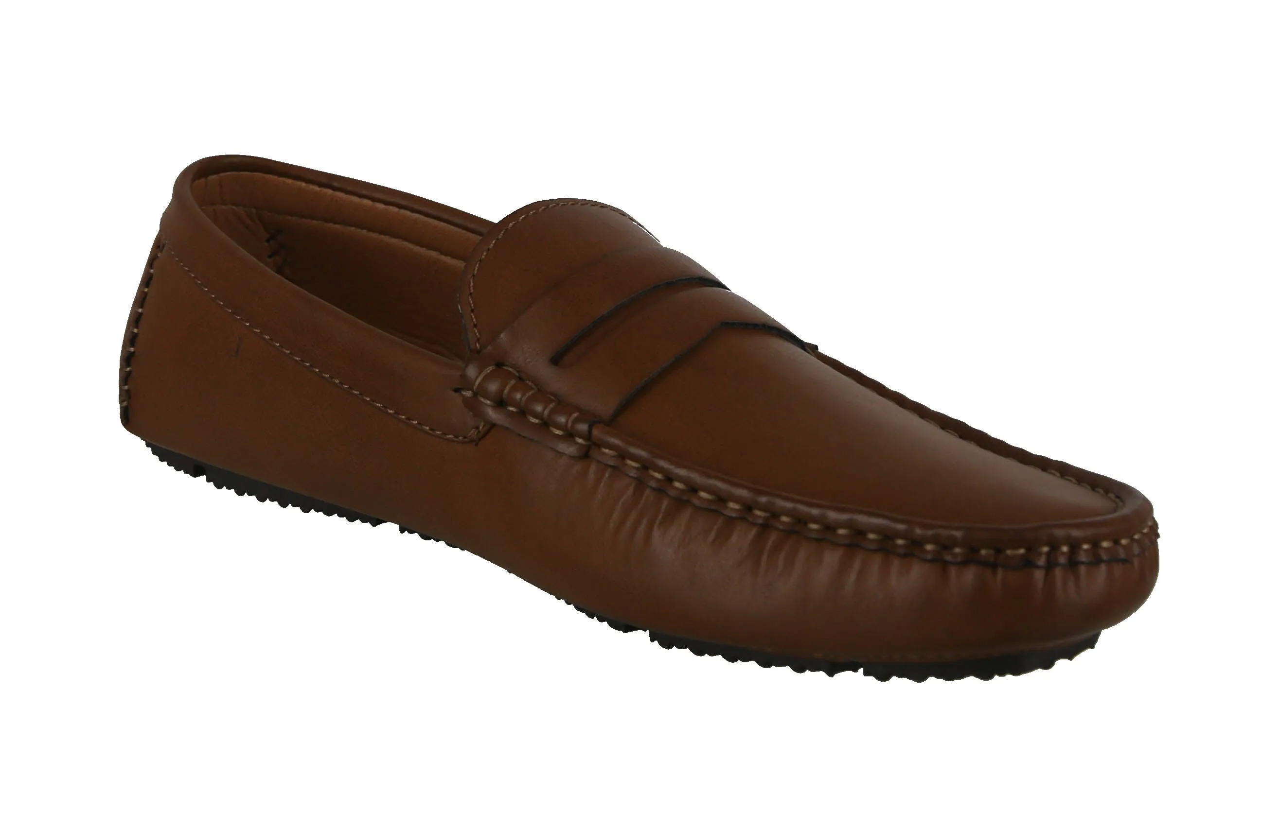 MEN'S SHOES TAN PU MOCCASINS DS56-M