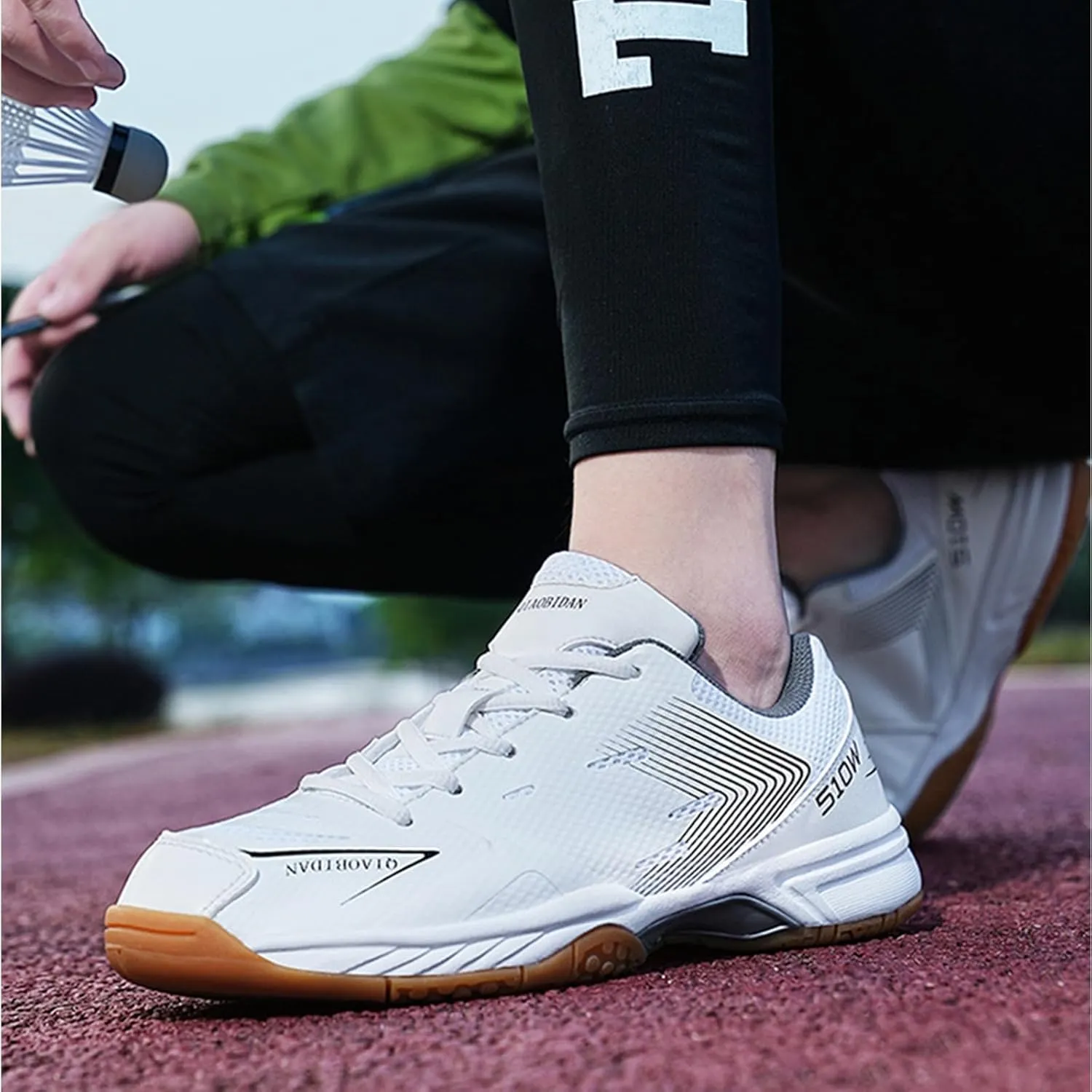 Mens Tennis Shoes Breathable Badminton Sneakers Non-Slip for Squash Pickleball Volleyball Athletic Youth, Big Kids