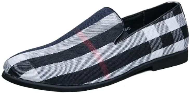 Men's Two Tone Brogue Oxfords Shoes Classic Round Toe Checkered Comfortable Dress Loafers
