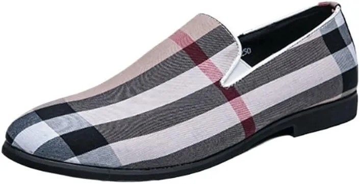 Men's Two Tone Brogue Oxfords Shoes Classic Round Toe Checkered Comfortable Dress Loafers