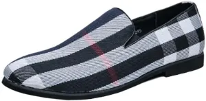 Men's Two Tone Brogue Oxfords Shoes Classic Round Toe Checkered Comfortable Dress Loafers