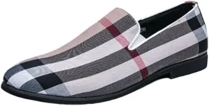 Men's Two Tone Brogue Oxfords Shoes Classic Round Toe Checkered Comfortable Dress Loafers