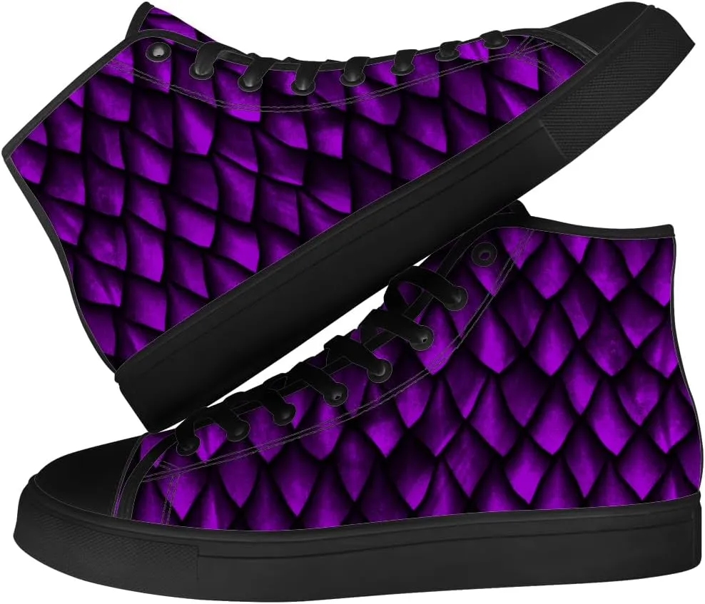 Men's Women's Dragon Scales High Top Canvas Shoes Dragon High Top Sneakers Lace Up Casual Shoes Gifts for Men Women