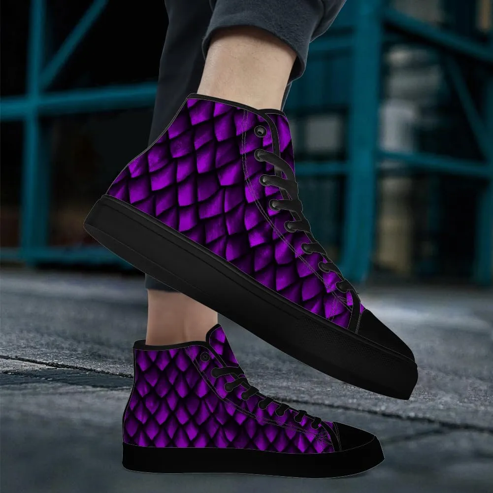 Men's Women's Dragon Scales High Top Canvas Shoes Dragon High Top Sneakers Lace Up Casual Shoes Gifts for Men Women