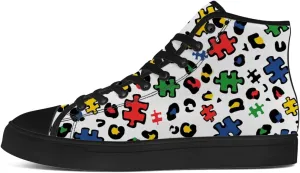 Men's Women's High Top Canvas Shoes Autism Awareness High Top Sneakers Lace Up Casual Shoes Gifts for Dad Mom