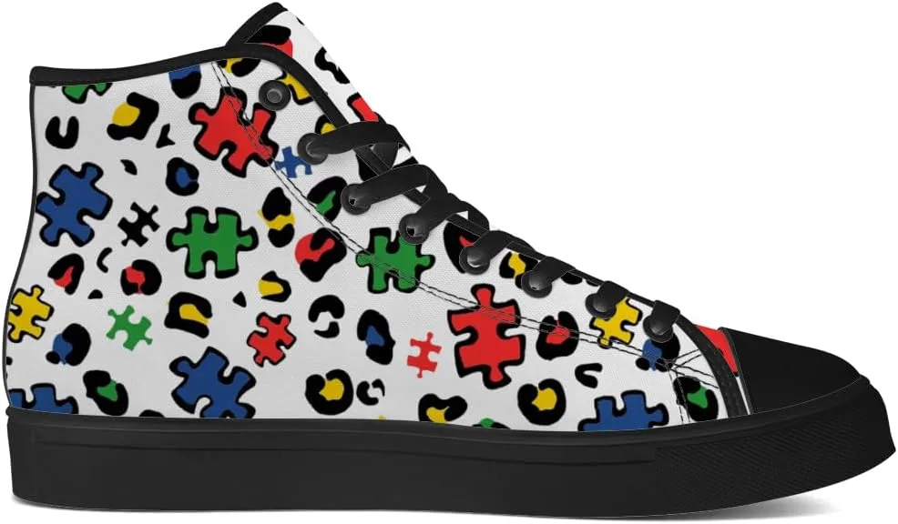 Men's Women's High Top Canvas Shoes Autism Awareness High Top Sneakers Lace Up Casual Shoes Gifts for Dad Mom