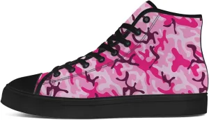 Men's Women's Pink Camouflage High Top Canvas Shoes High Top Sneakers Lace Up Casual Shoes Gifts for Men Women