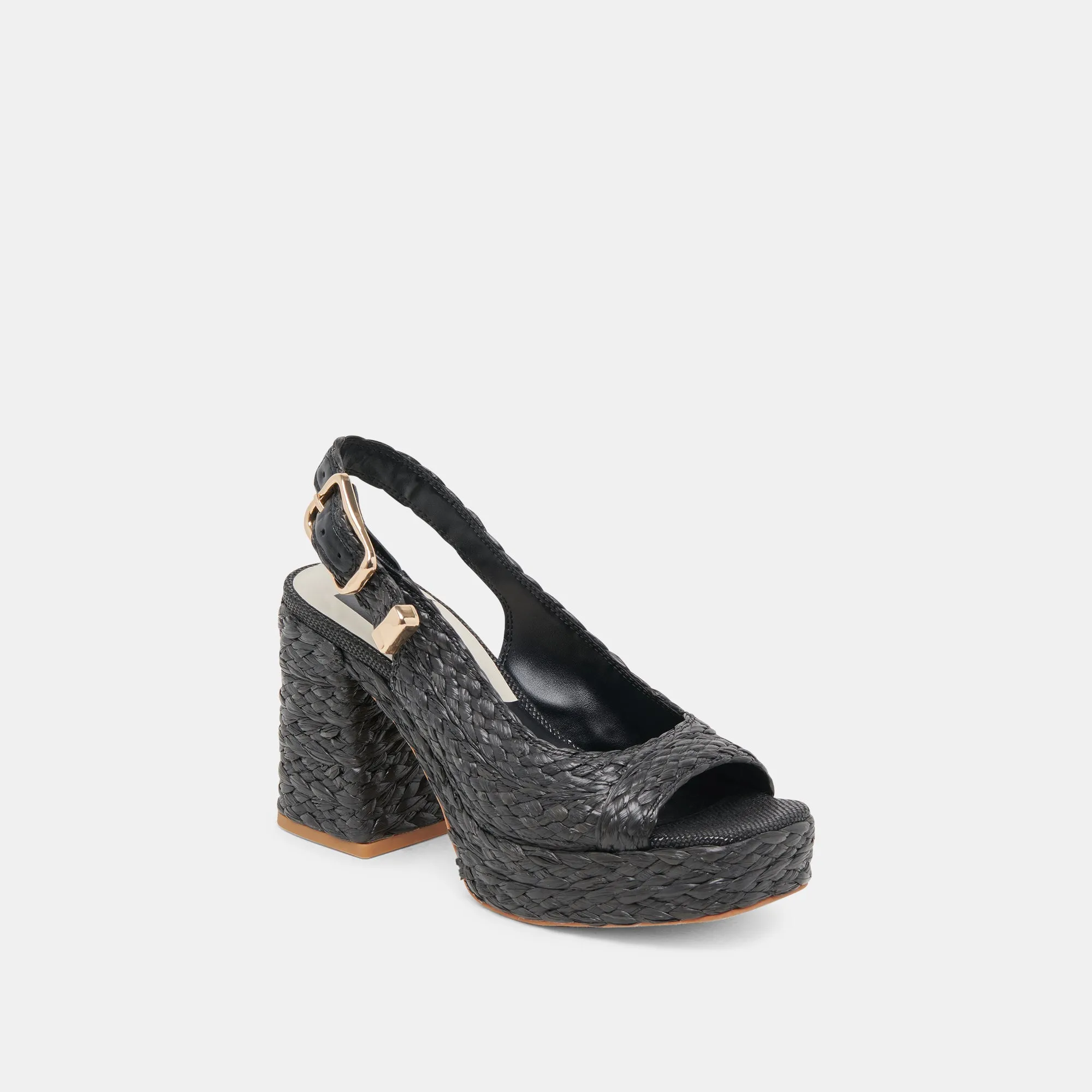 FLORES HEELS ONYX RAFFIA Stylish Footwear