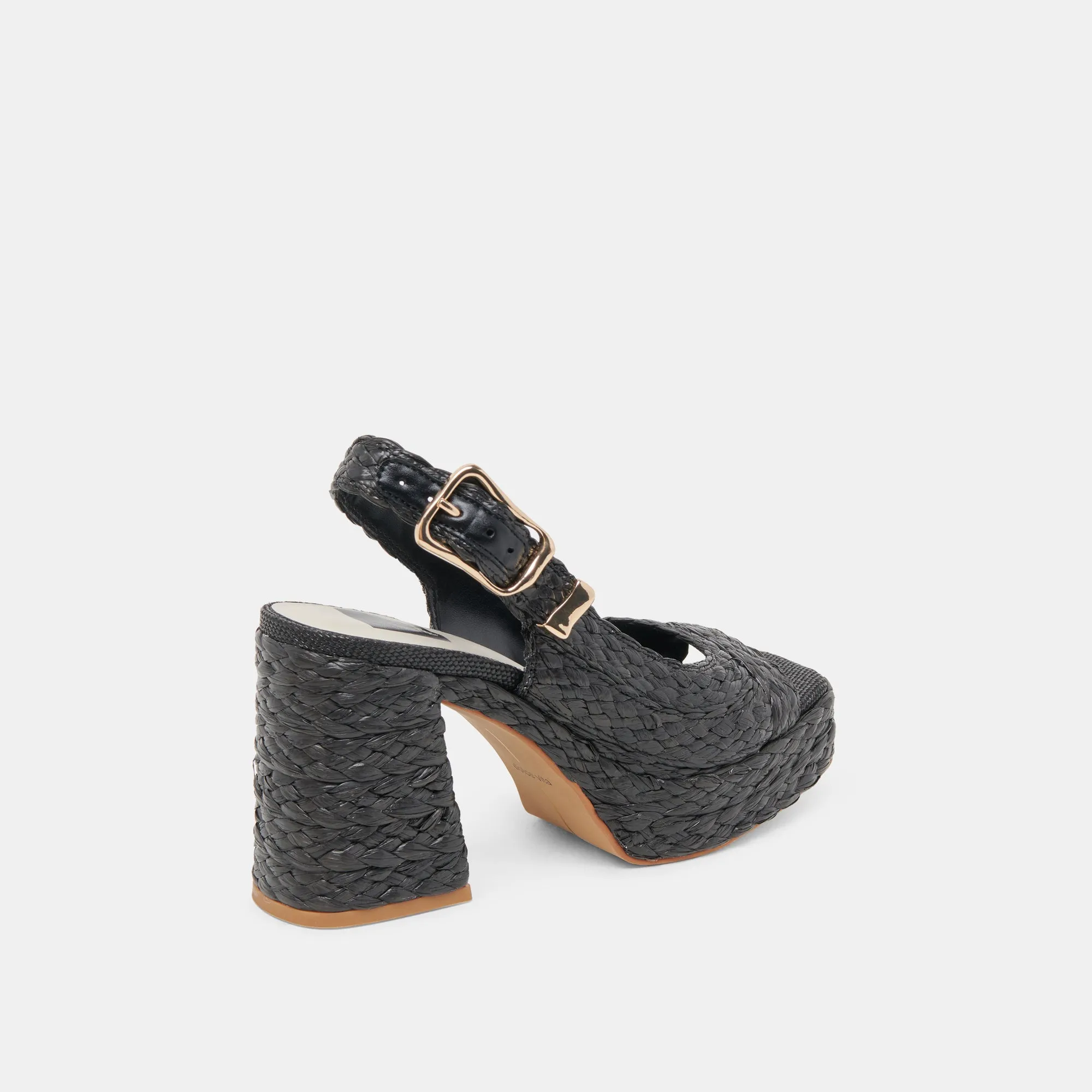 FLORES HEELS ONYX RAFFIA Buckle Detail