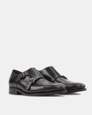 Slim Tip Black Double Monk Strap