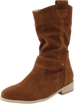 Mid Calf Boots for Women, Winter Zipper Outwear Mid Calf Boots Fashion Classic Ankle Boots Thick Heel Mesh Flat Boots