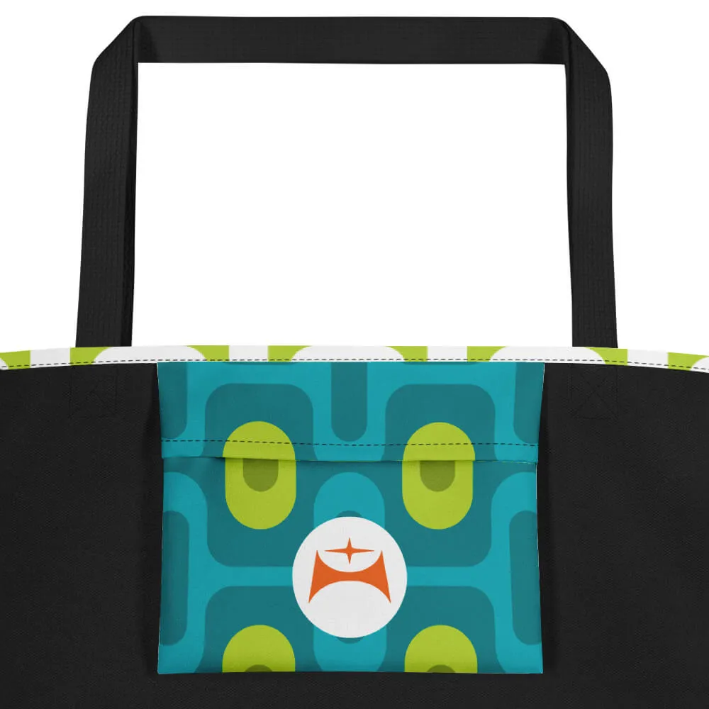 Mid Century Modern Aqua Green ZipperDee Beach Bag