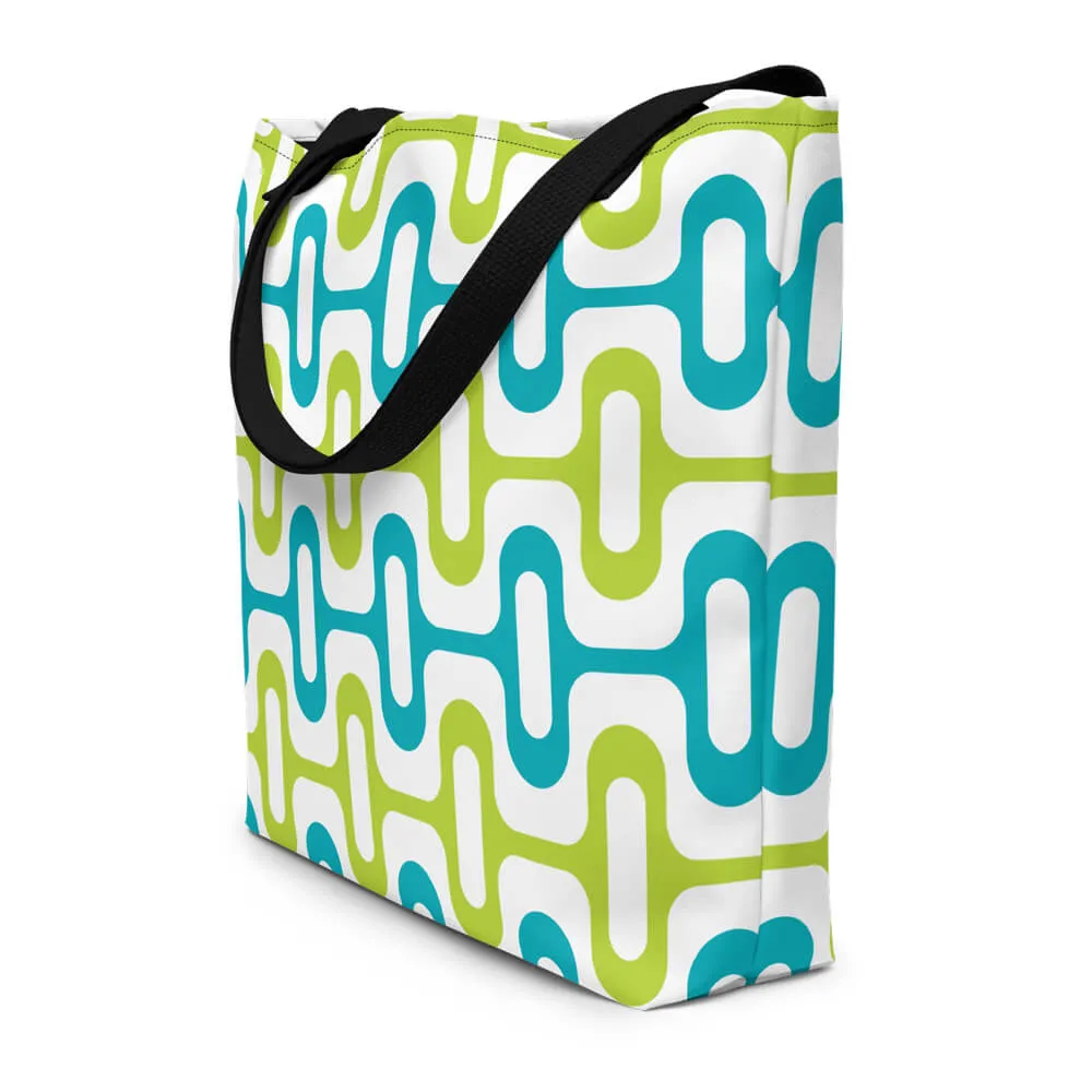 Mid Century Modern Aqua Green ZipperDee Beach Bag