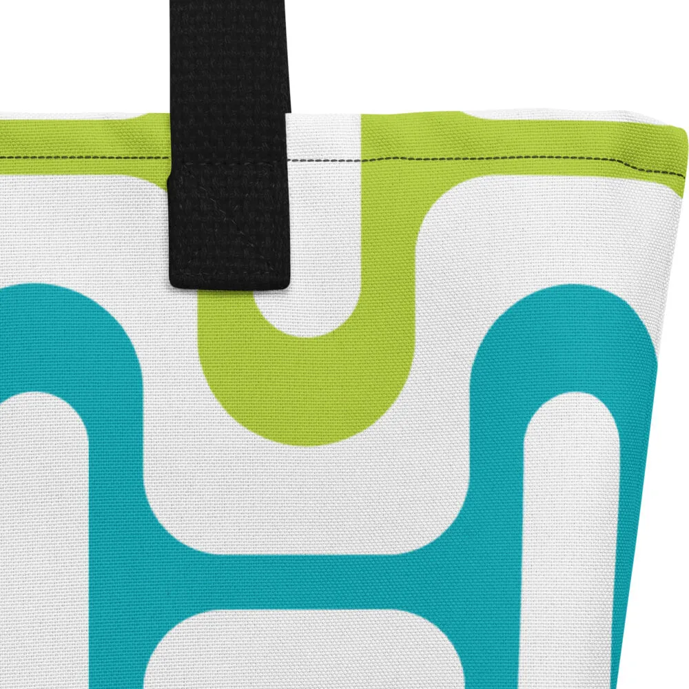 Mid Century Modern Aqua Green ZipperDee Beach Bag