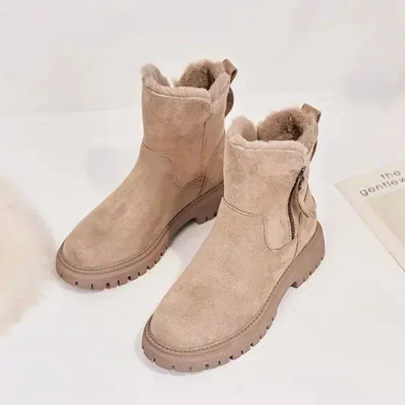 Mid-Tube Plus Velvet Thickened Warm Platform Fashion Snow Boot