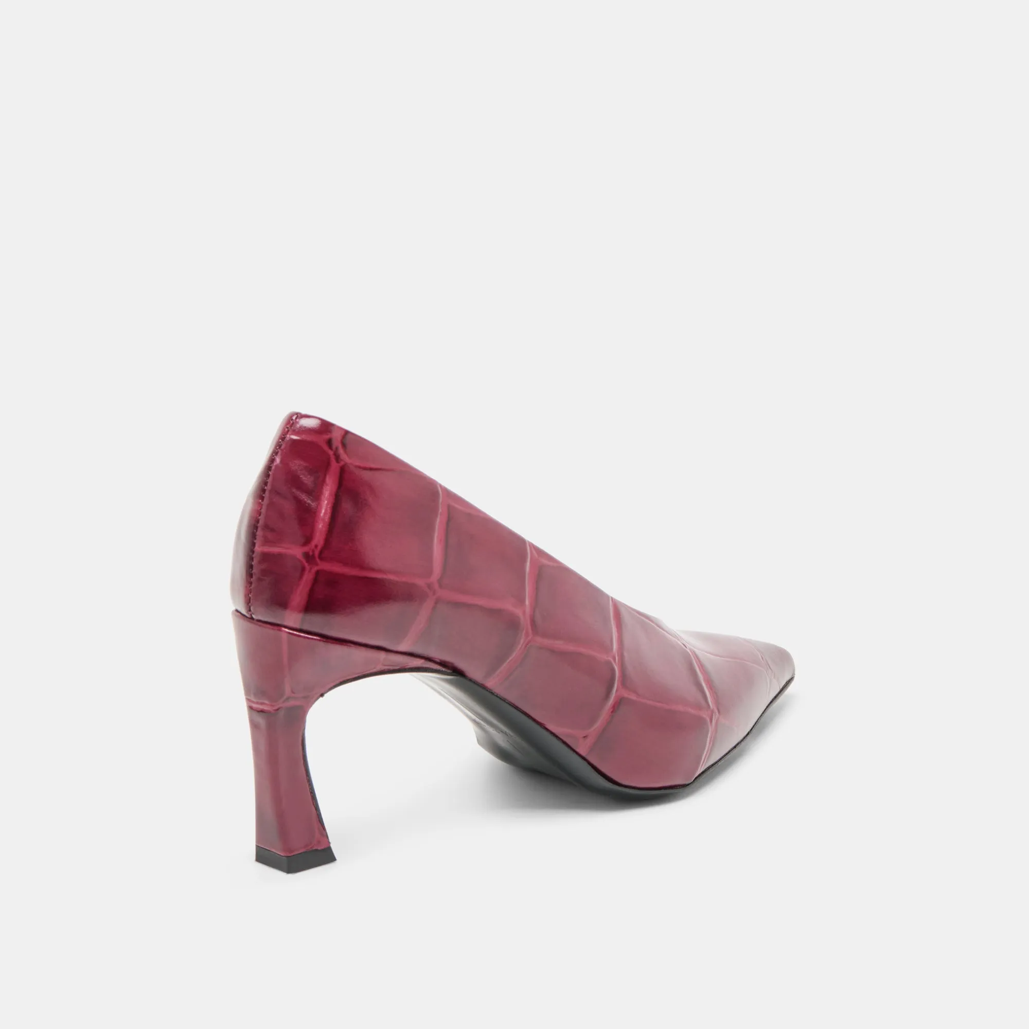 Soft Interior Work Edge MIDGE HEELS BURGUNDY CROCO EMBOSSED LEATHER