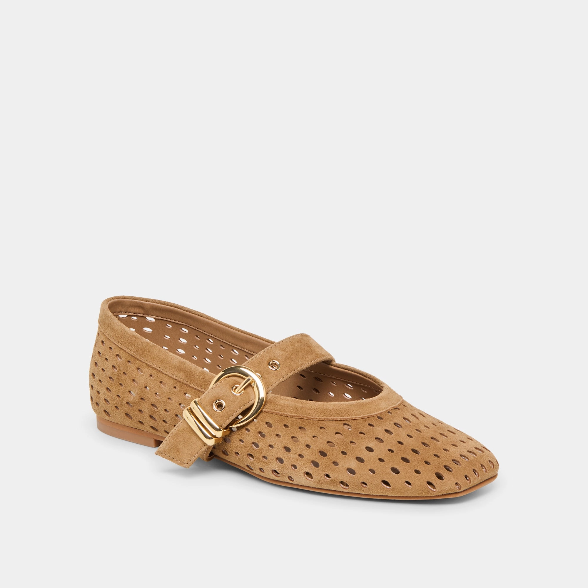 Track Walk Cozy Walking Flats MIKEL BALLET FLATS LT BROWN PERFORATED SUEDE