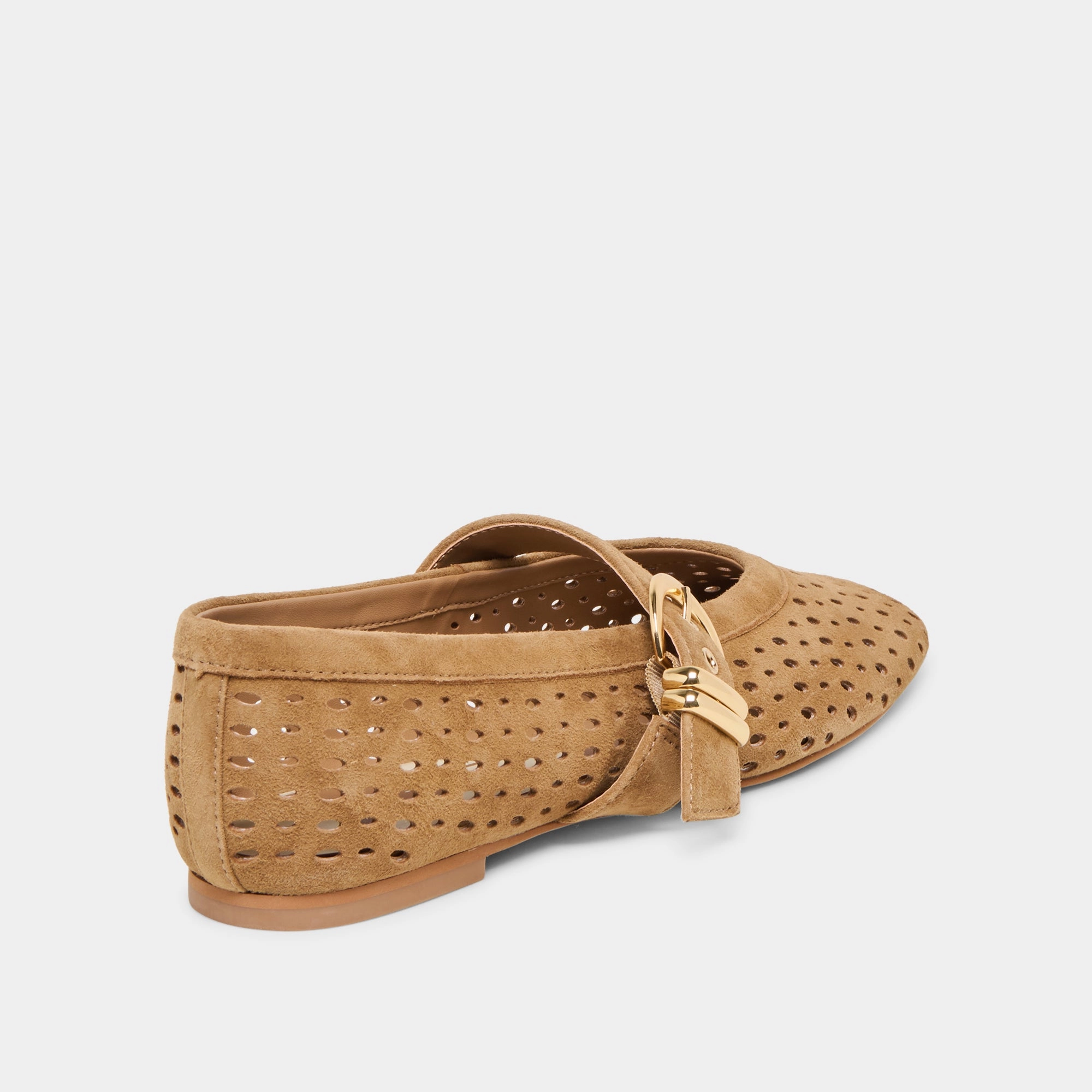 Easy Wear Footwear Press Mood MIKEL BALLET FLATS LT BROWN PERFORATED SUEDE