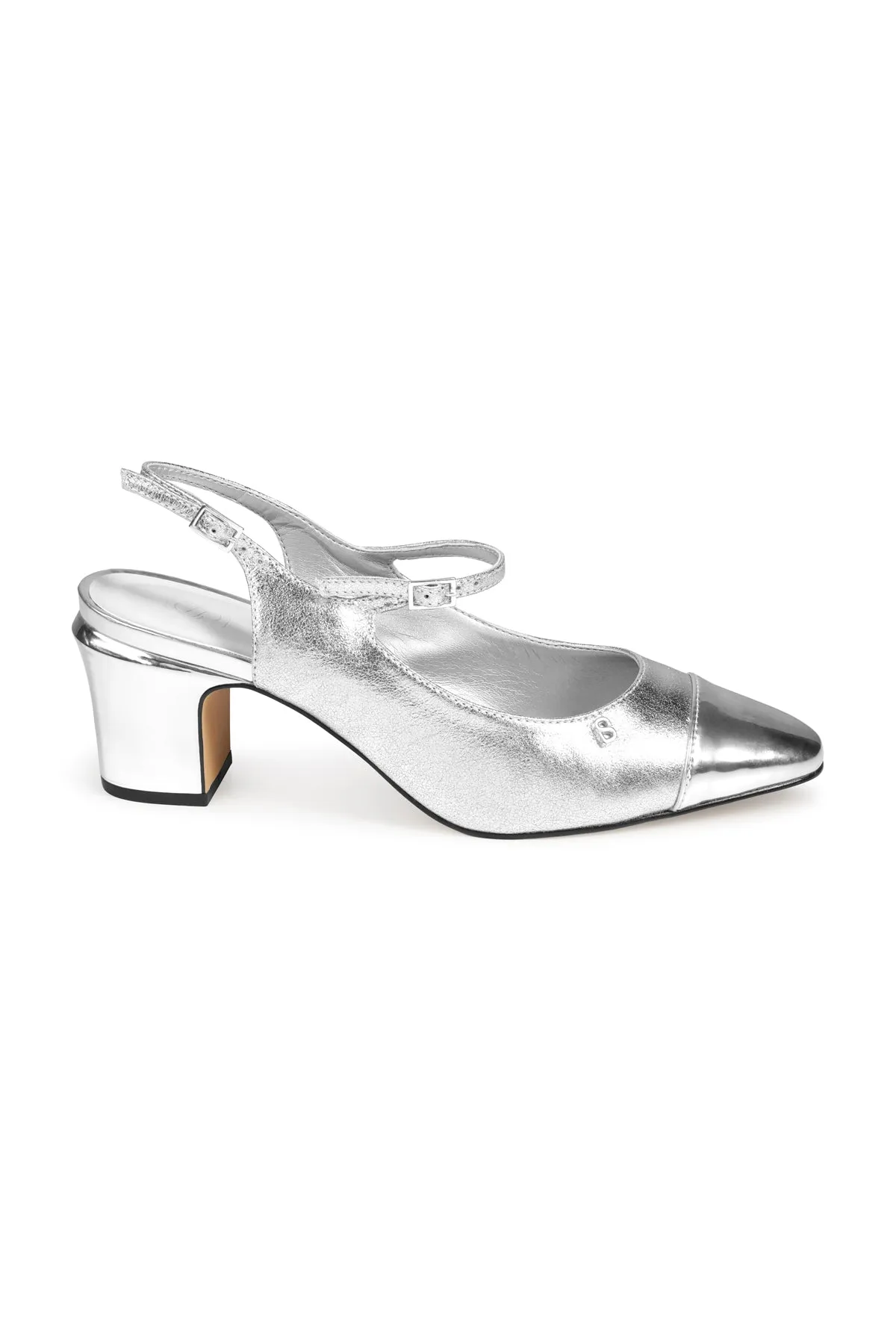 Mima Slingback Heels - Silver