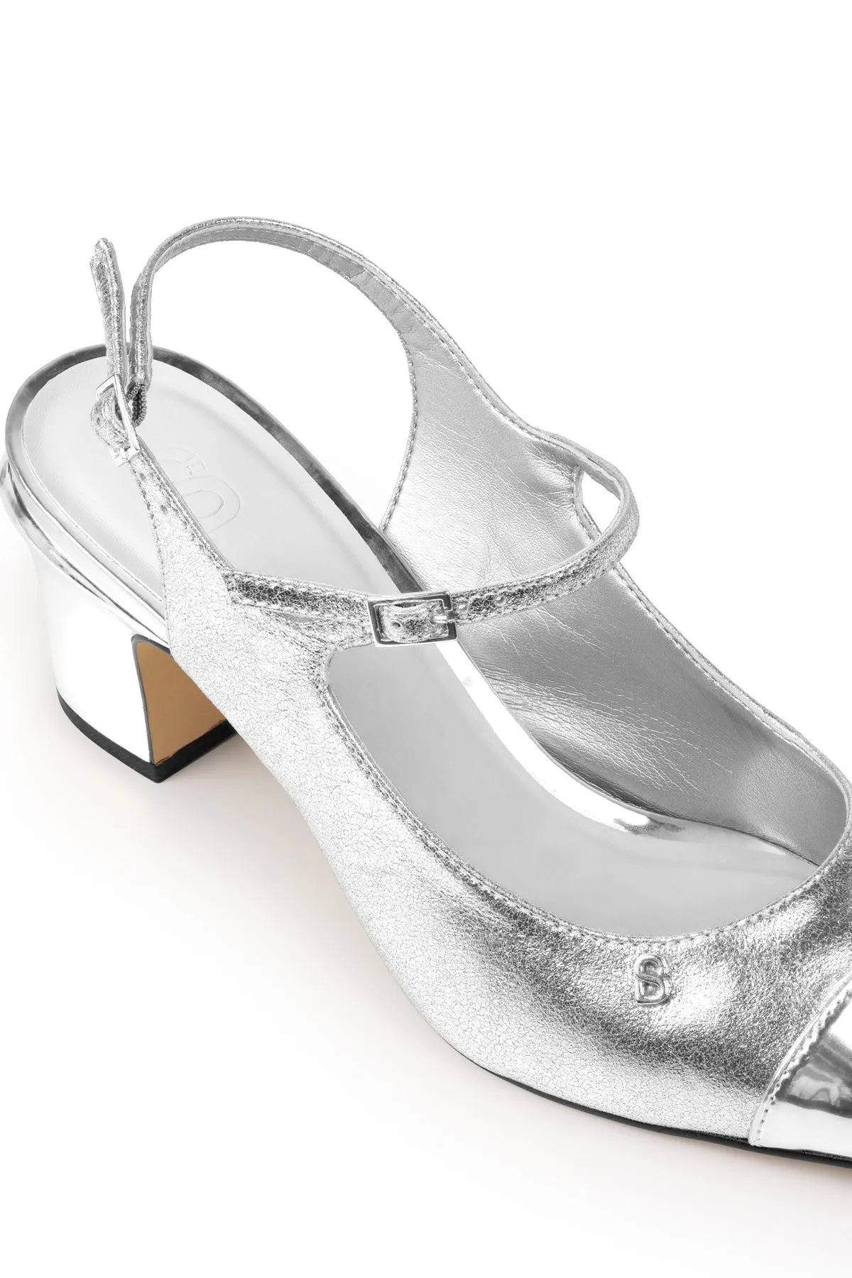 Mima Slingback Heels - Silver