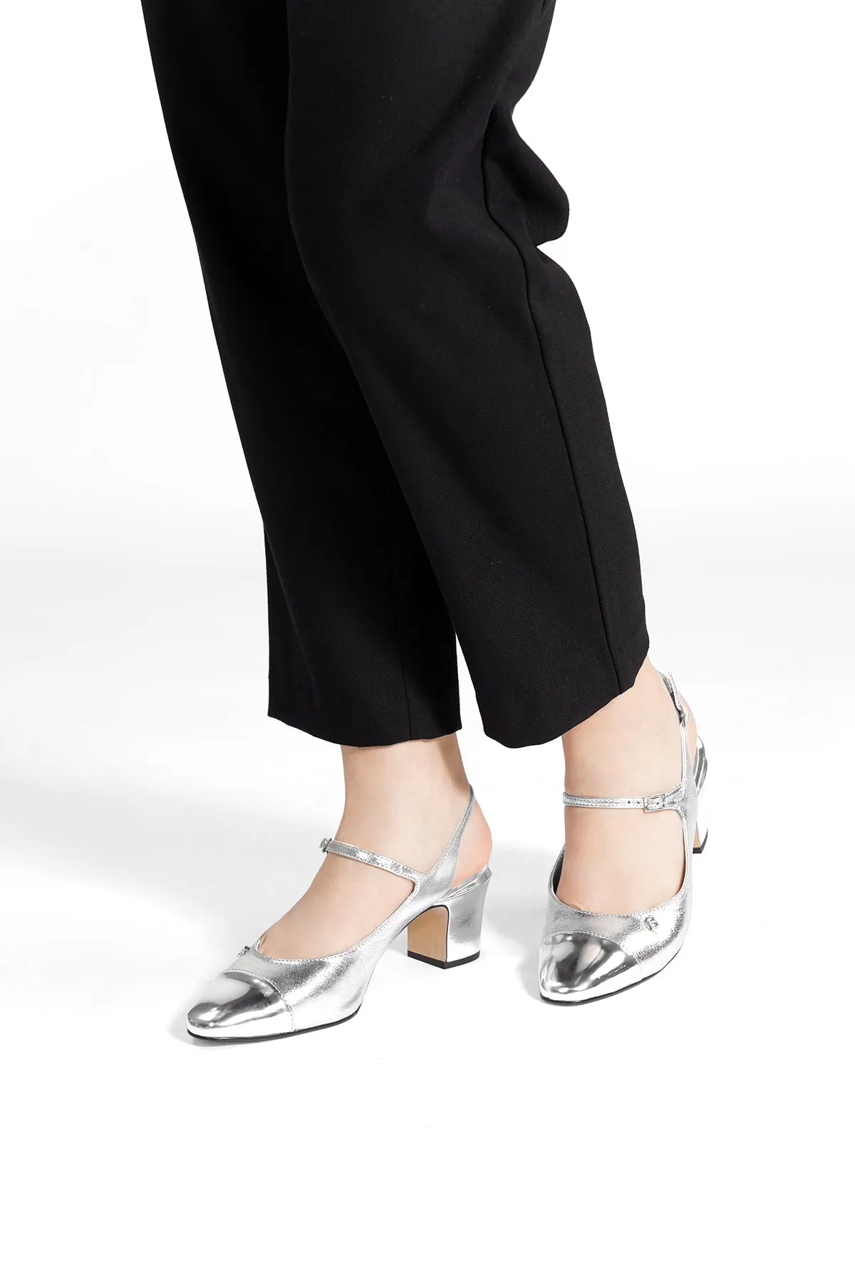 Mima Slingback Heels - Silver