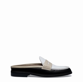 Vend?me Blandine Black And White Calfskin Leather Mules With White Details Step Safe