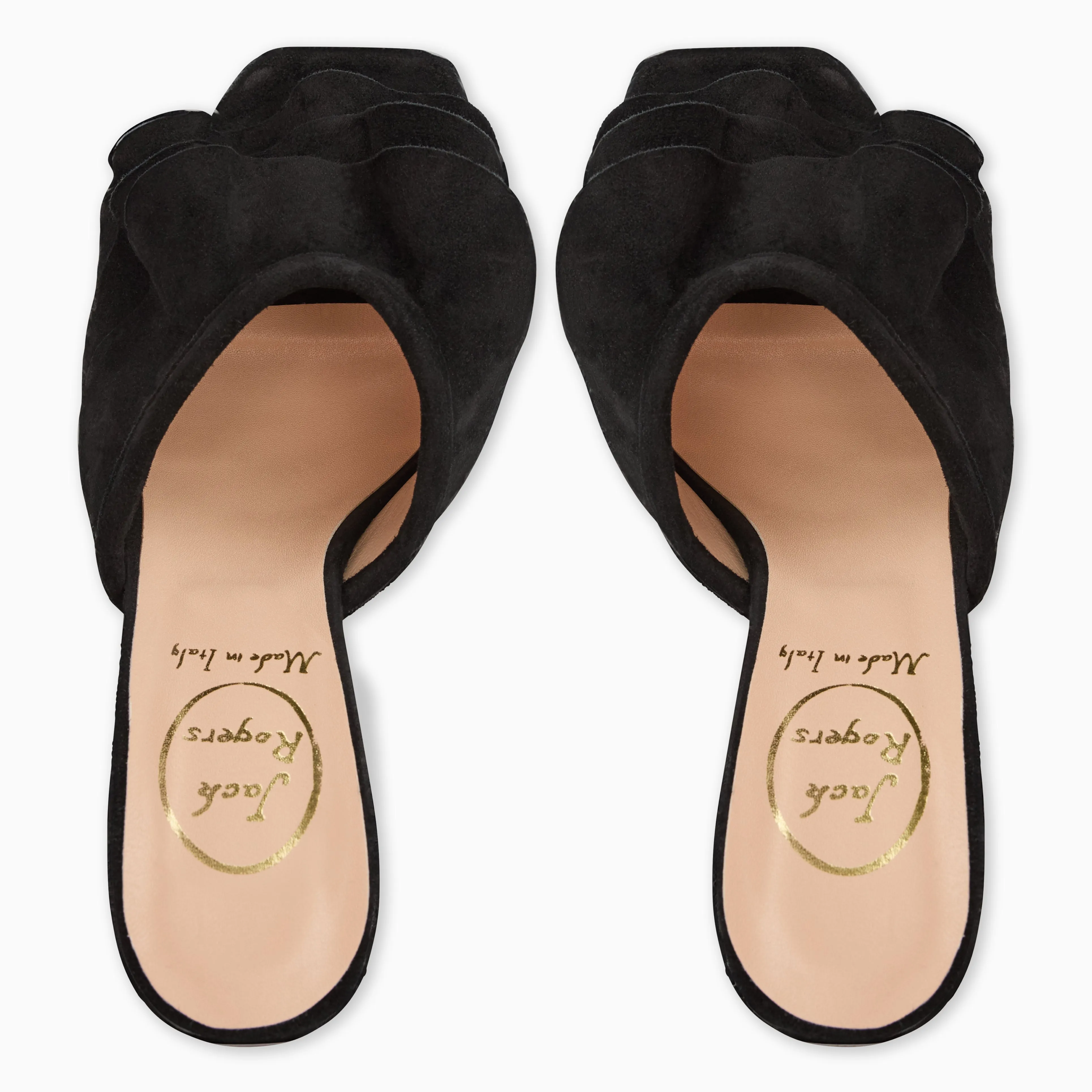 Beatrice Italian Suede Ruffle Heel Gold Shine