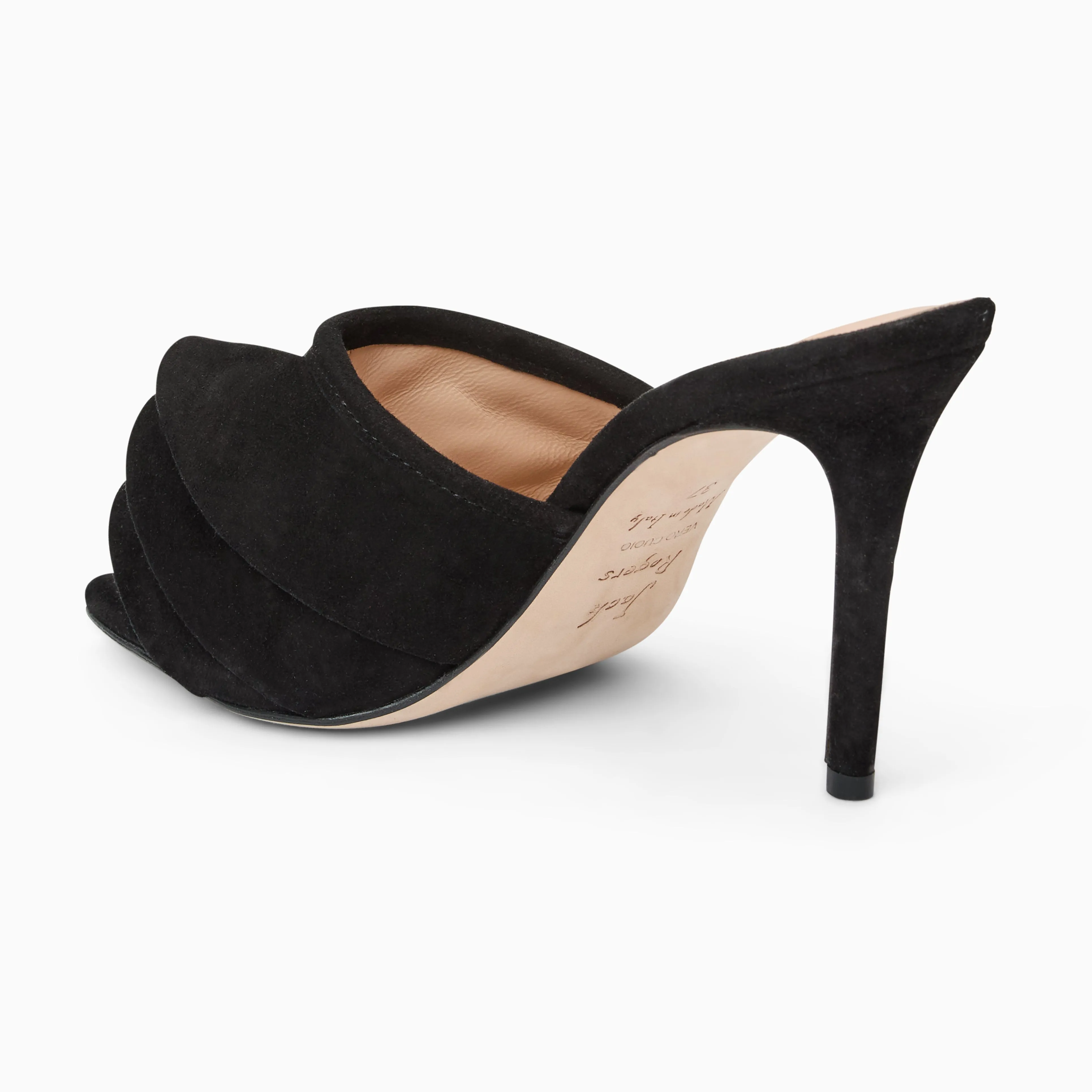 Beatrice Italian Suede Ruffle Heel Iconic look