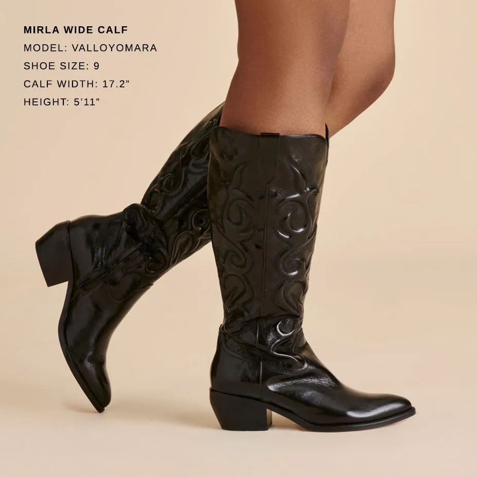 MIRLA WIDE CALF BOOTS BLACK LEATHER Utility Design Weekend Adventure