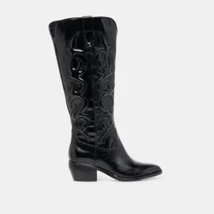 Quick Drying Rural Traveler High Traction MIRLA WIDE CALF BOOTS BLACK LEATHER