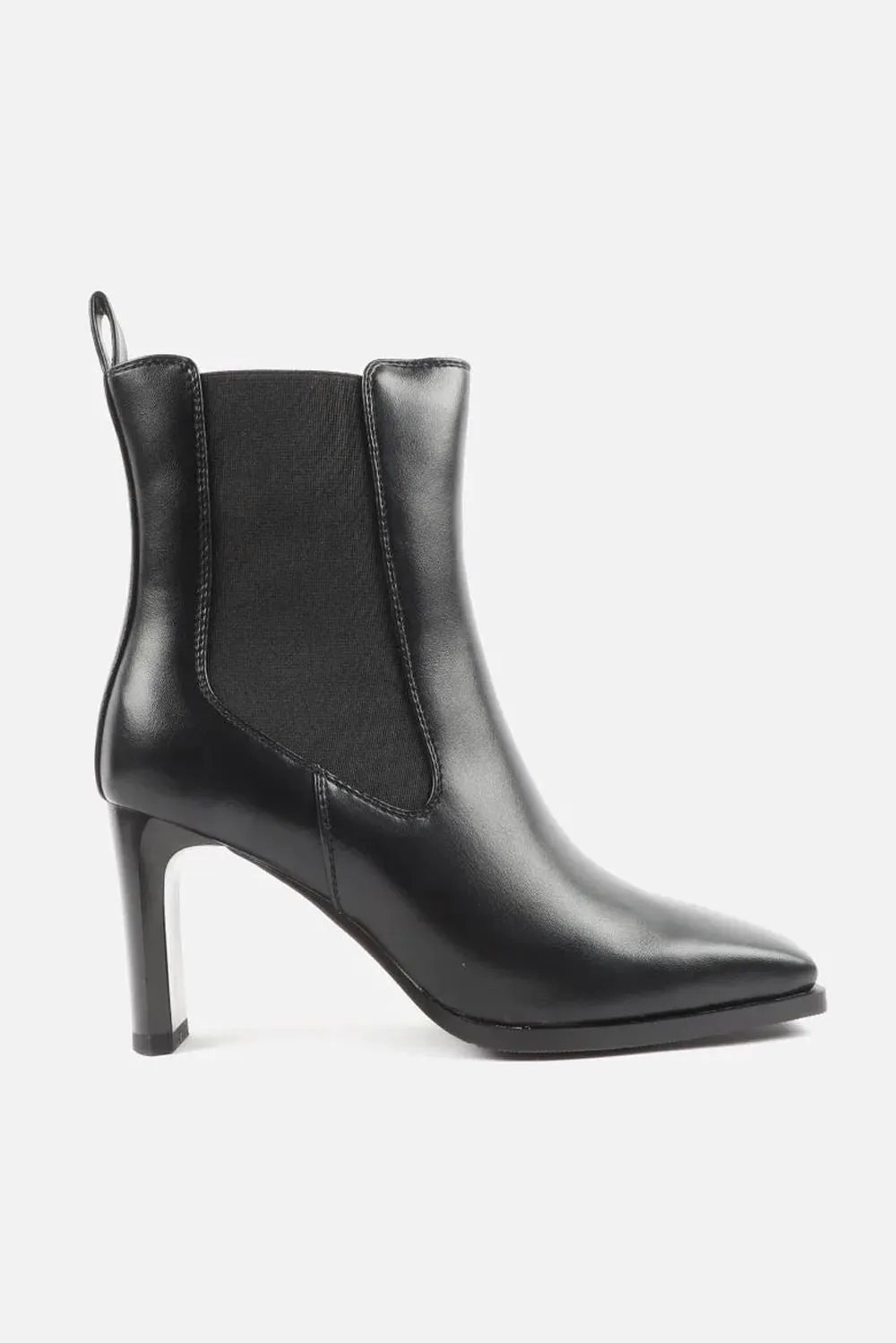 Misi Square Toe Stretch Panel Ankle Boots in Black