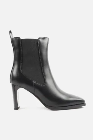Misi Square Toe Stretch Panel Ankle Boots in Black