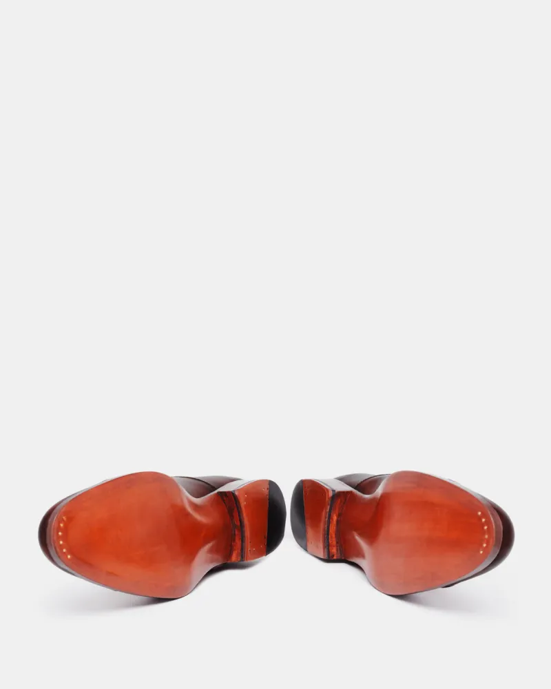 Relaxed Option Museum Brown Leather Double Monk Strap Dress Shoe