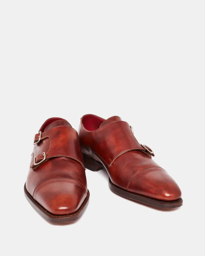 Premium Craftsmanship Open Concept Museum Cognac Double Monk Strap Dress Shoe