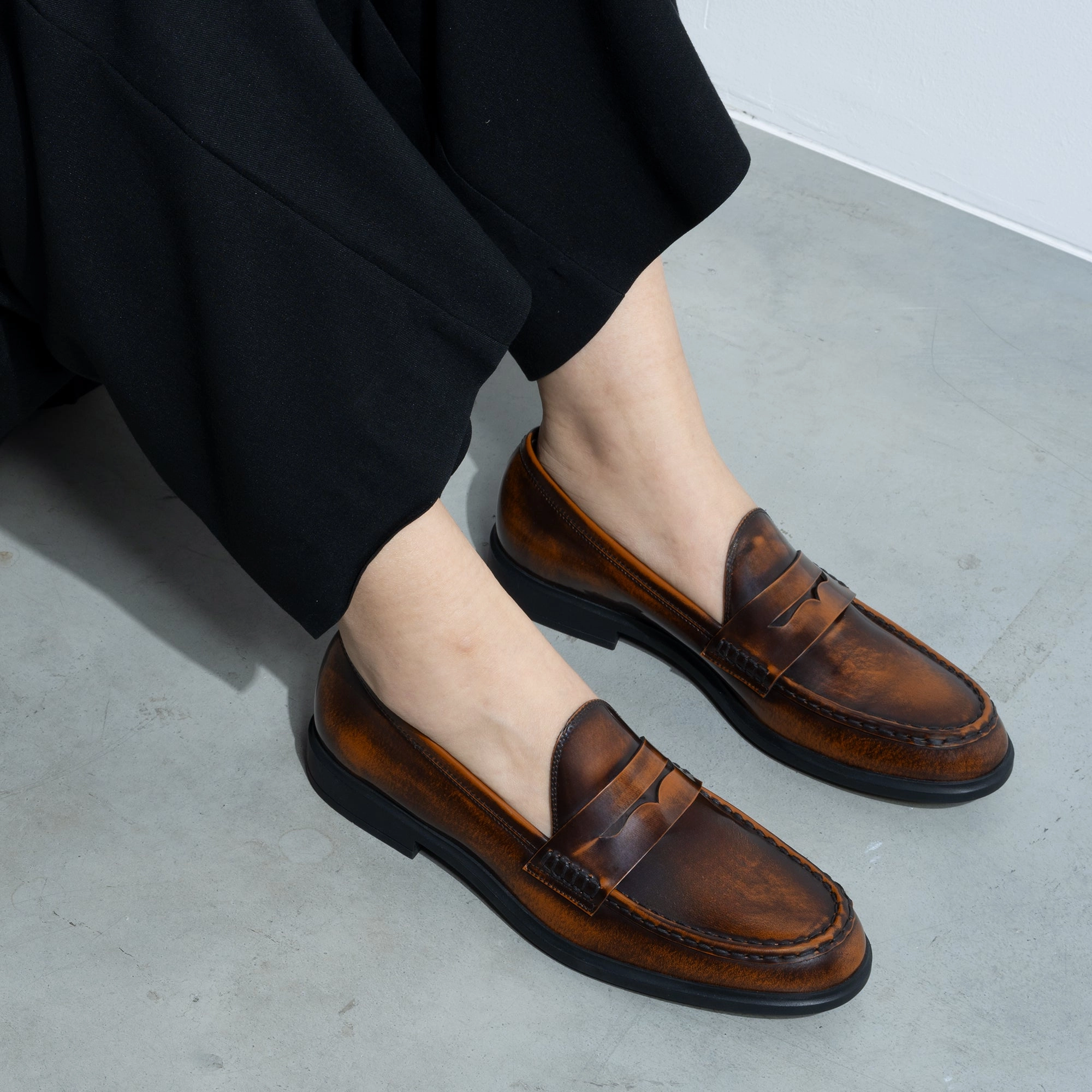 Smooth Dash Vend?me Blandine cognac spazzolato leather loafers