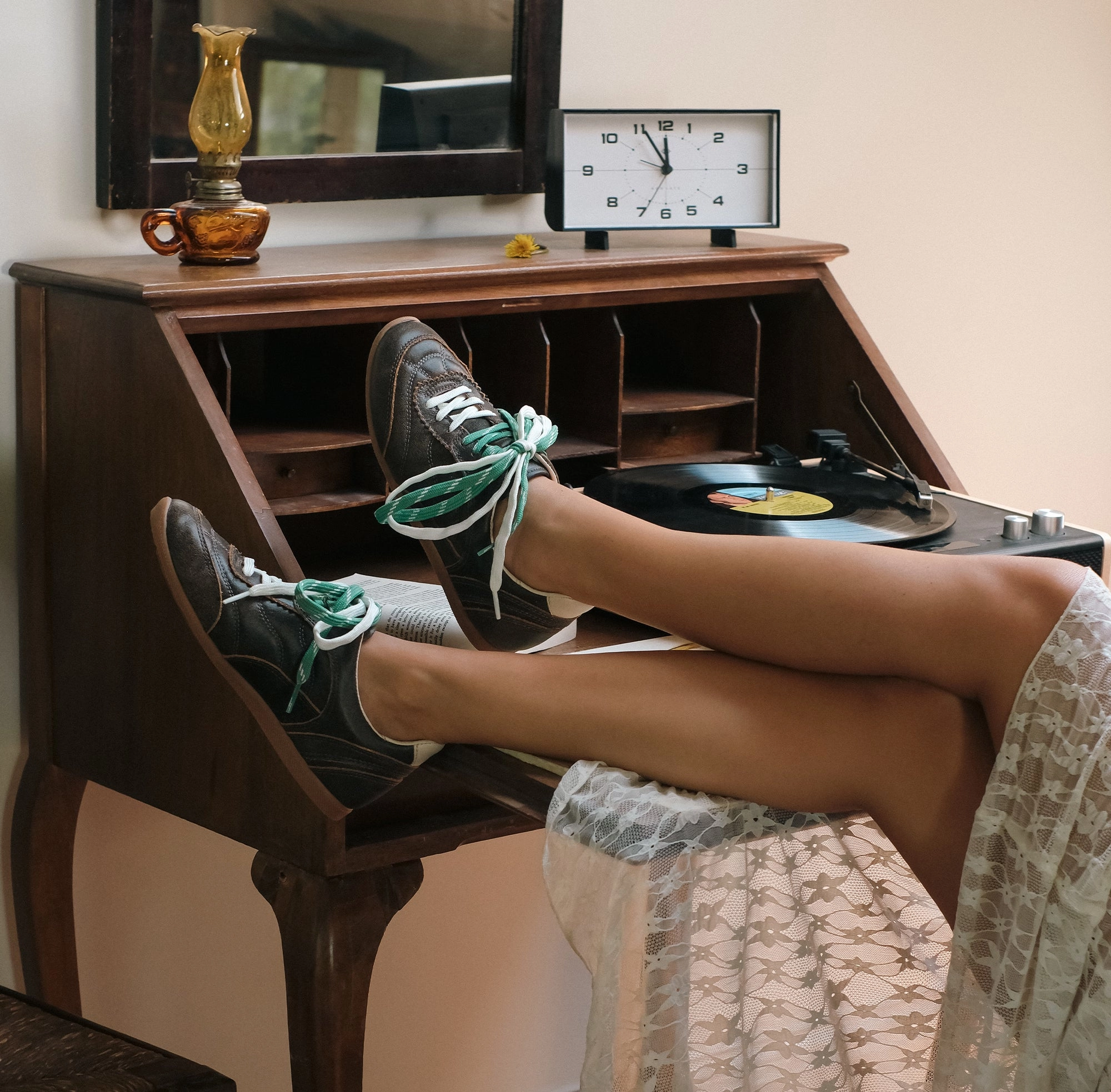 LAINI SNEAKERS BROWN DISTRESSED LEATHER Retro Style