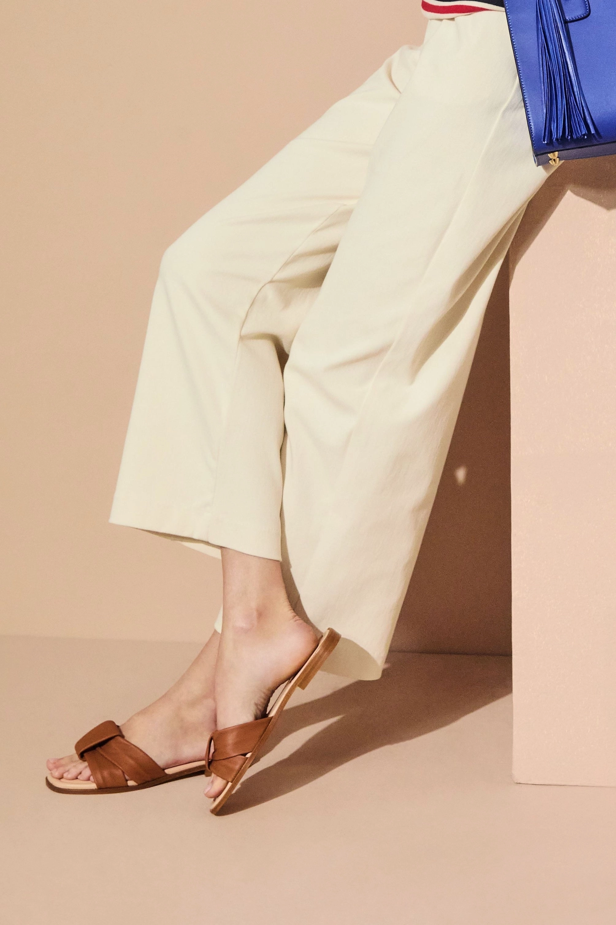 Monica Italian Leather Slide Platform Sole rubber