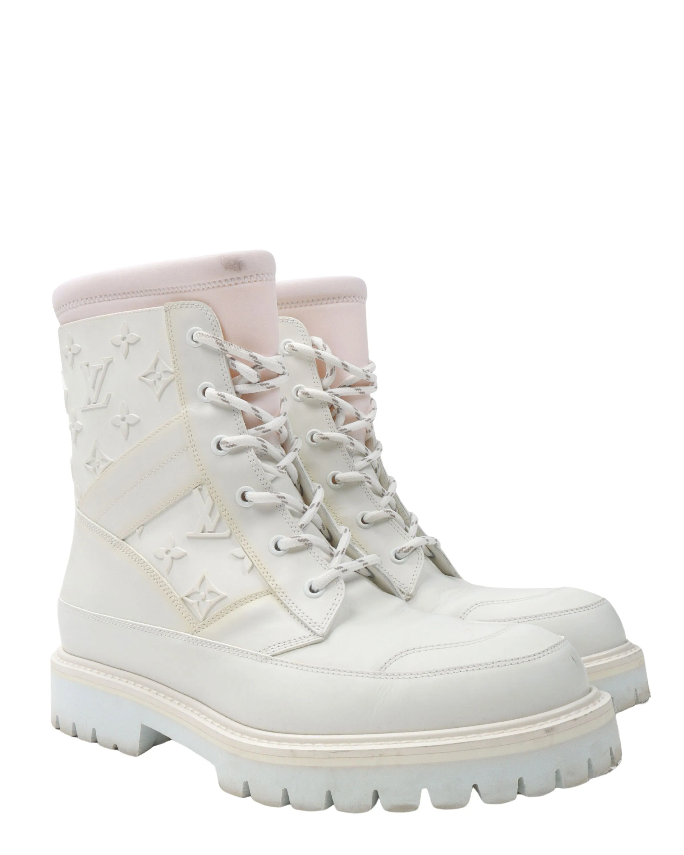 Monogram Leather Combat Boots