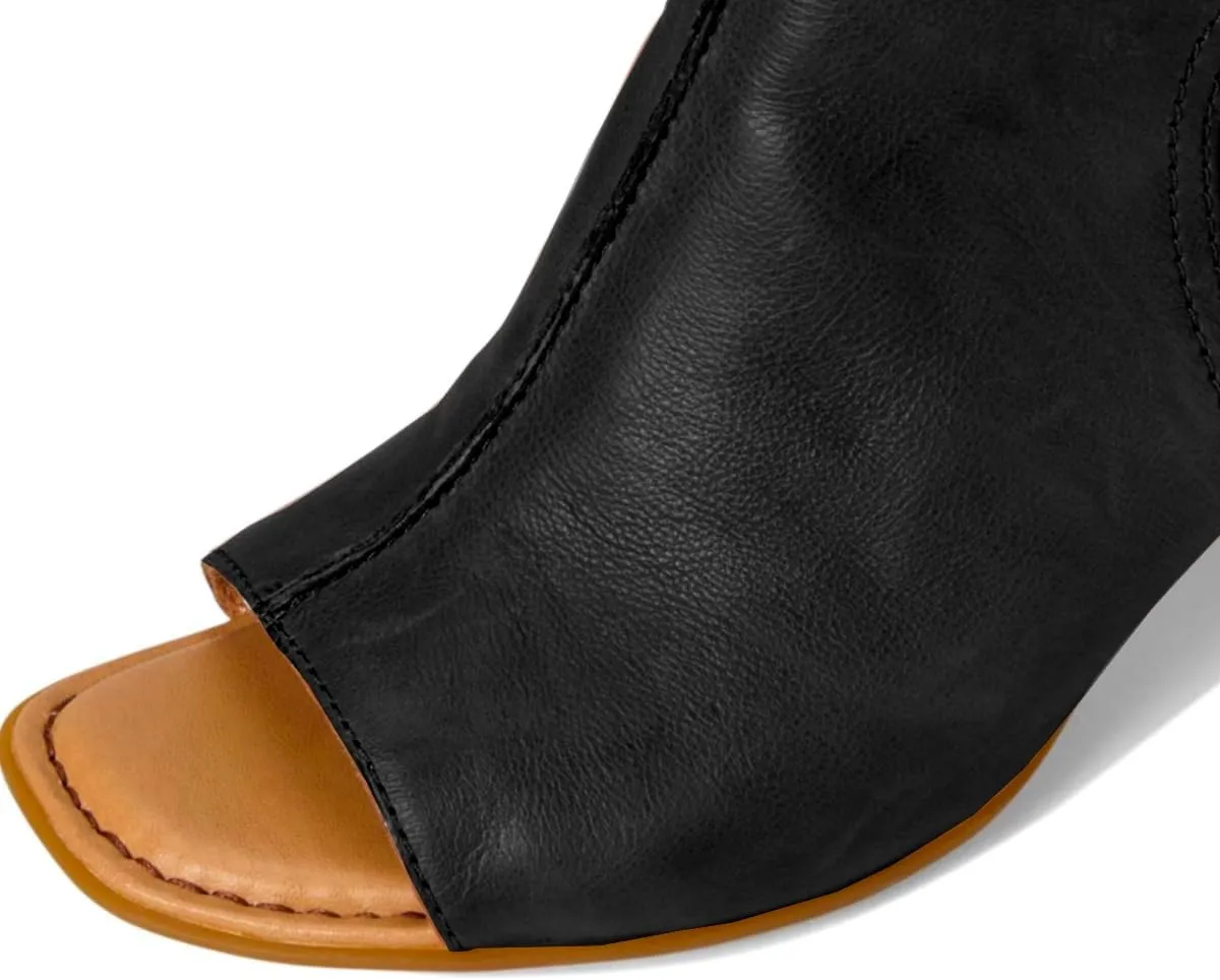 MOOMMO Women Chunky Stacked Heel Booties Sandals Suede Open Square Toe Cutout Ankle Boots Backless Mid Block Heels Slingback Sandals Buckle Ankle Strap Matte Peep Toe Summer Shoes Dressy 4-11 M US