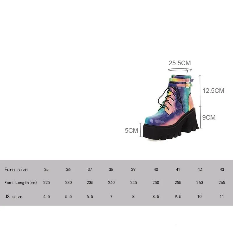Multi Color Ankle Chunky Raver Boots