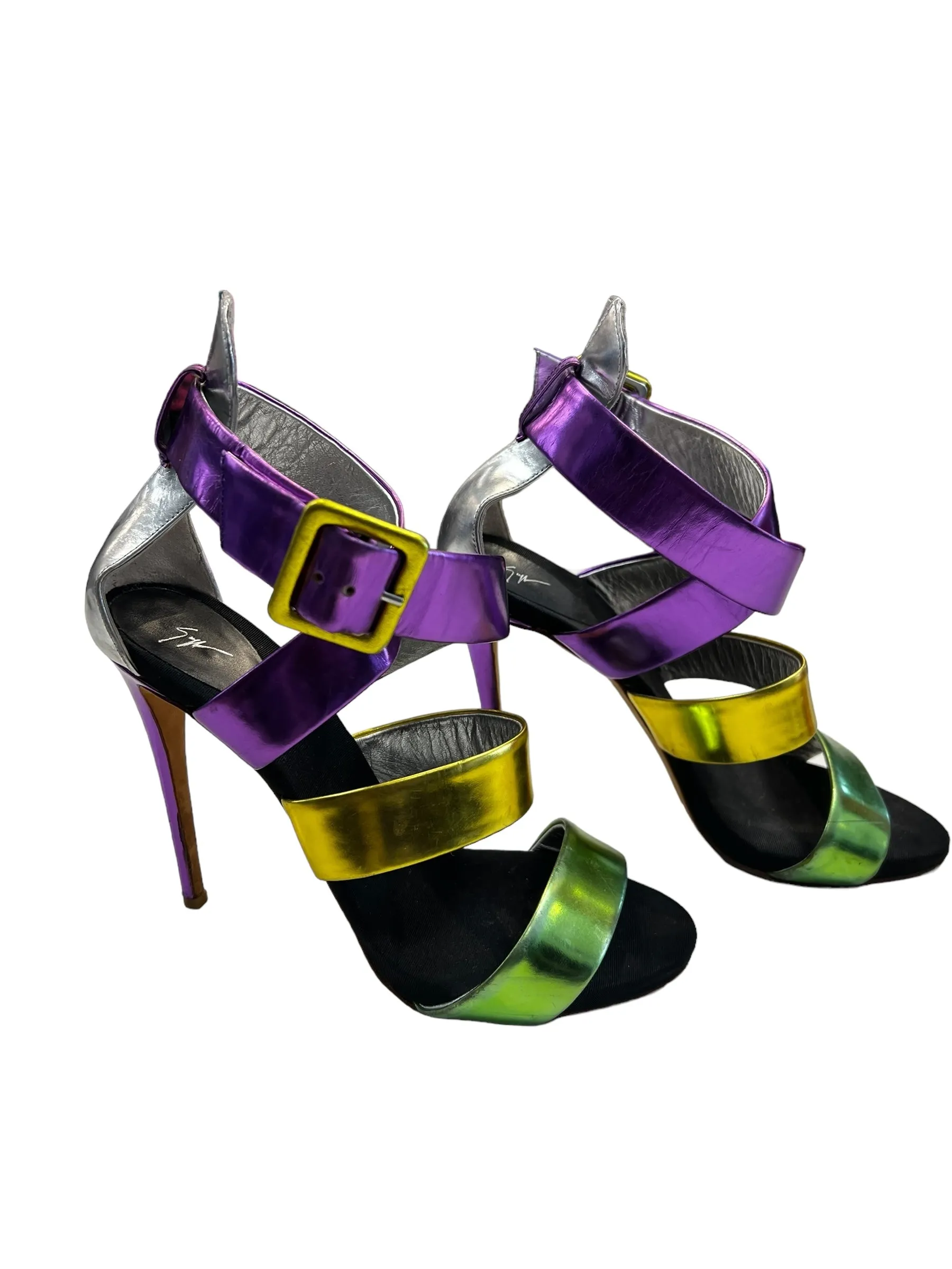 Multi-colored Sandals Heels Stiletto Giuseppe Zanotti, Size 9.5