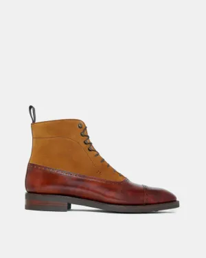 Quick Drying City Walking Museum Cognac and Suede Balmoral Boot