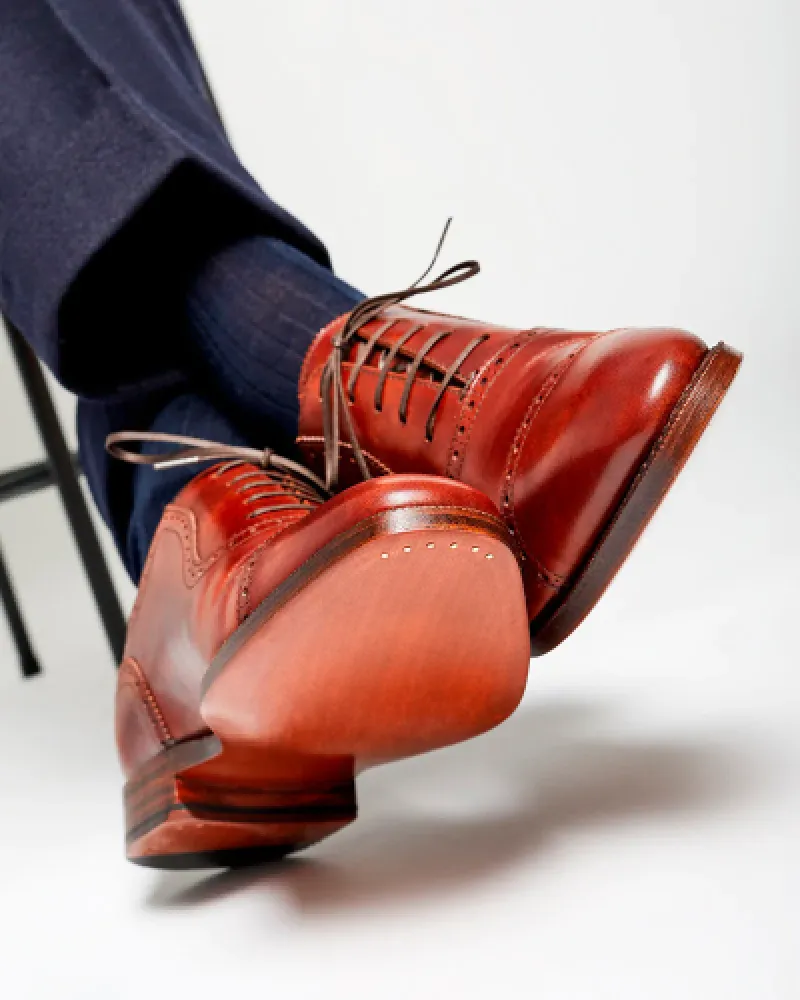 Contoured Footbed Museum Cognac Brogue Oxford Dress Shoe