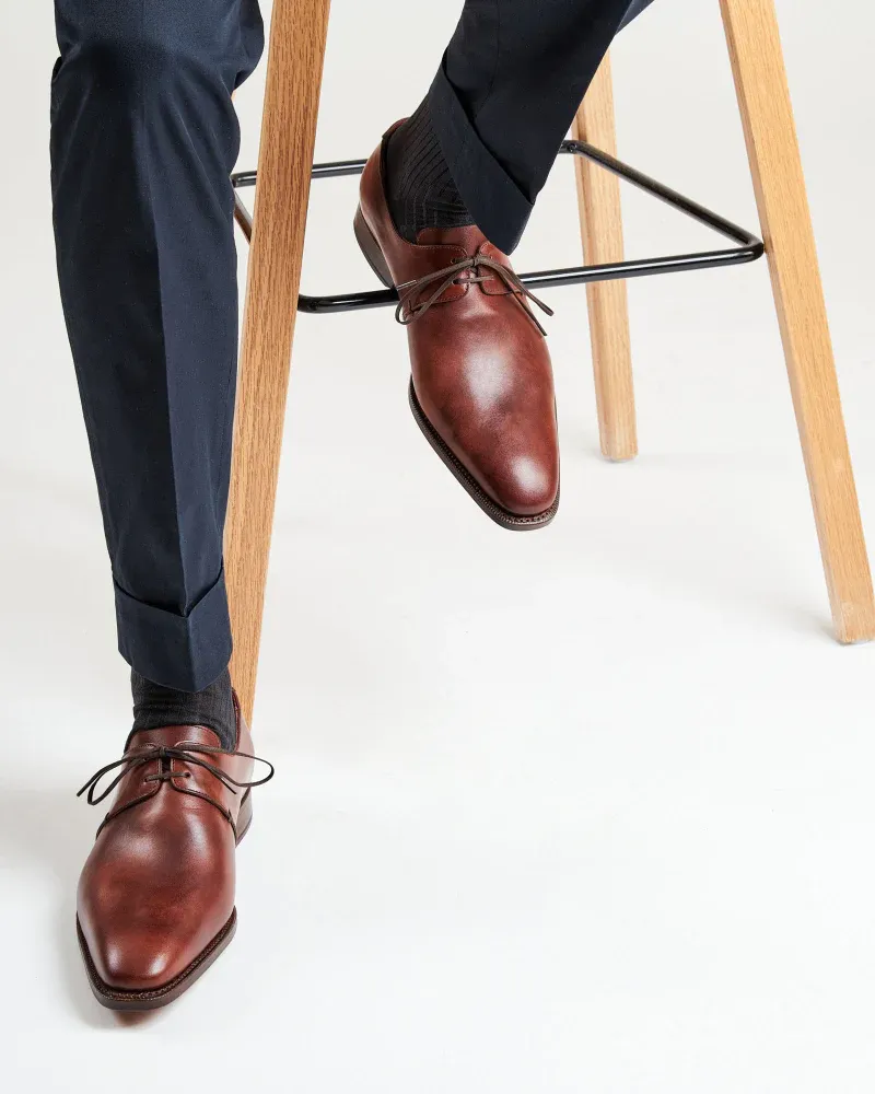 Museum Cognac Leather Derby Dress Shoe Weather Proof